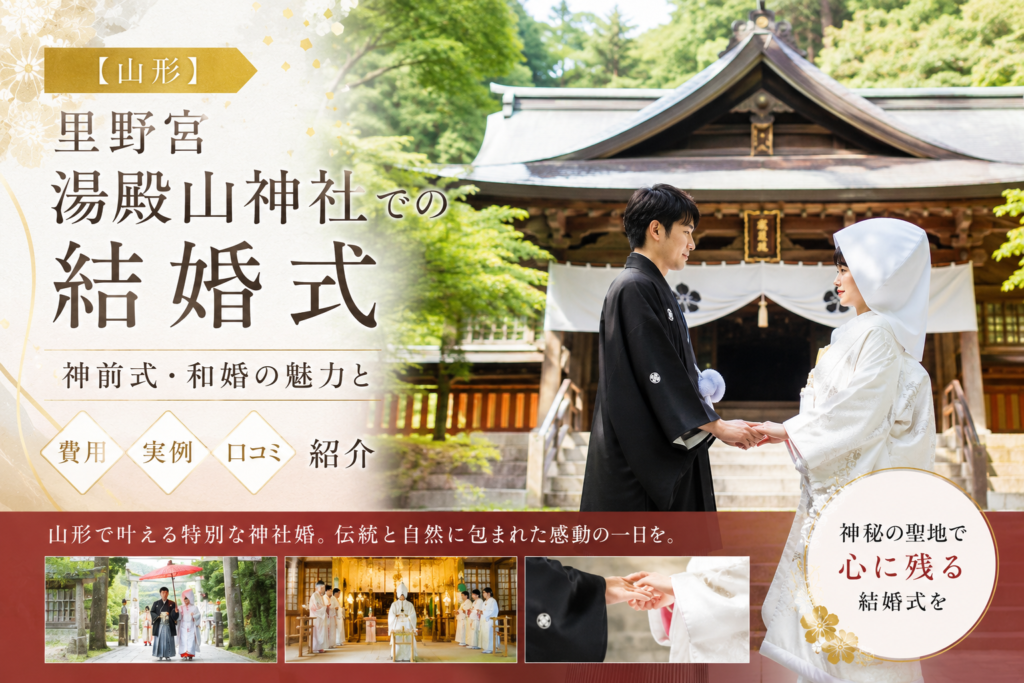 【山形】里野宮 湯殿山神社での結婚式｜神前式・和婚の魅力と費用・実例・口コミ紹介