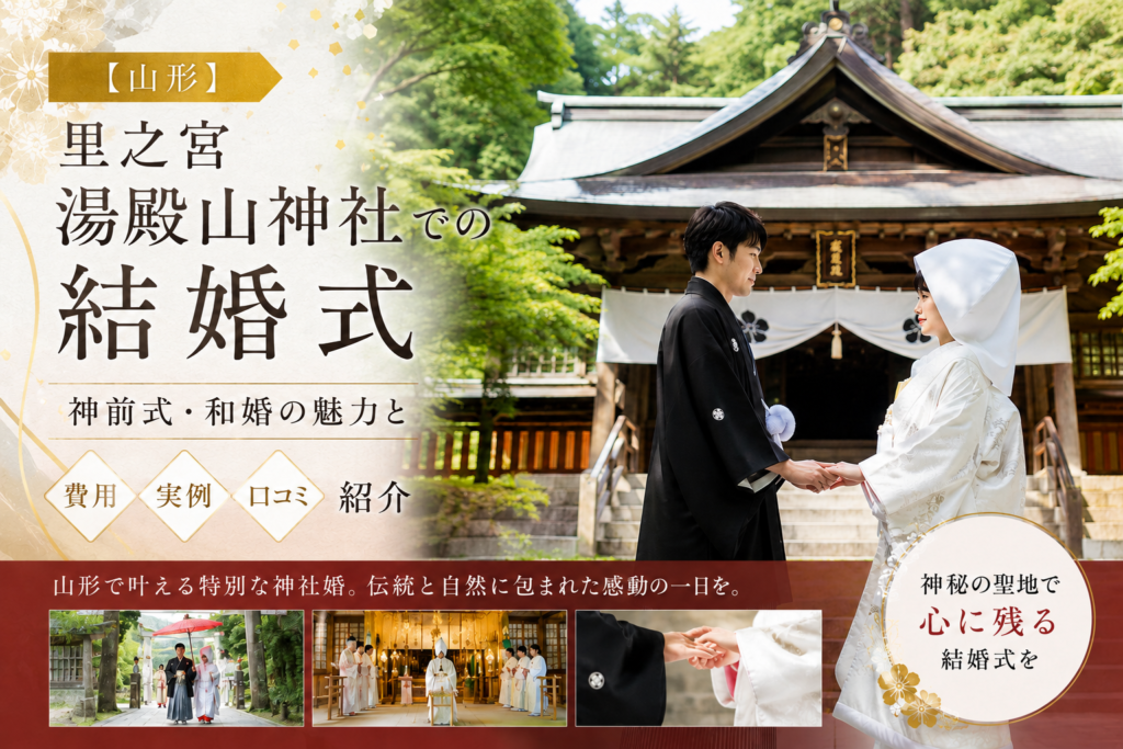 【山形】里之宮 湯殿山神社での結婚式｜神前式の魅力と費用・実例・口コミ紹介